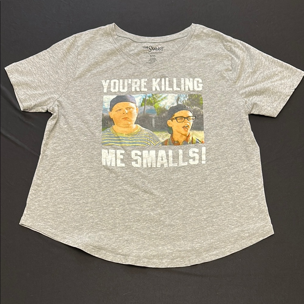 The Sandlot gray t-shirt featuring Ham and Squints on the front of shirt
